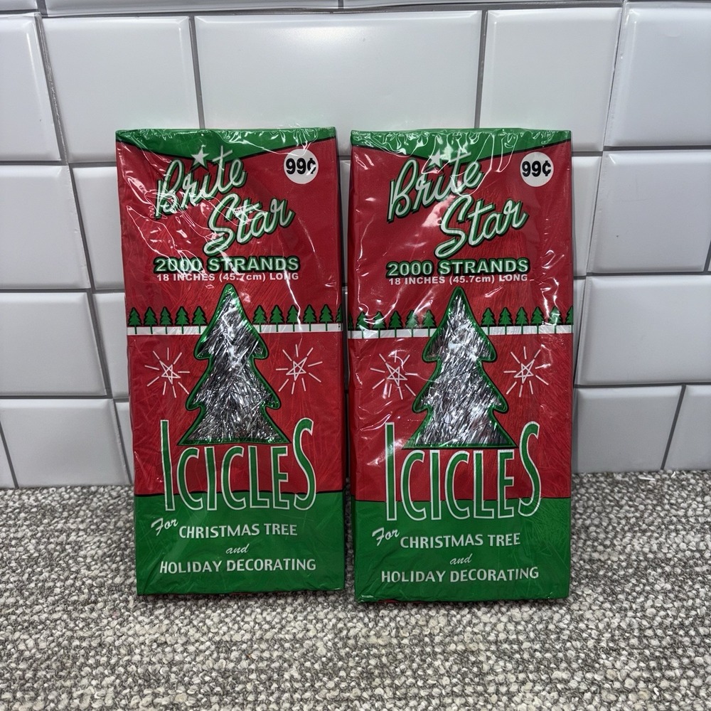 2000 Strands Bright Star Icicles for Christmas Tree Holiday Decorating‎ NOS X2